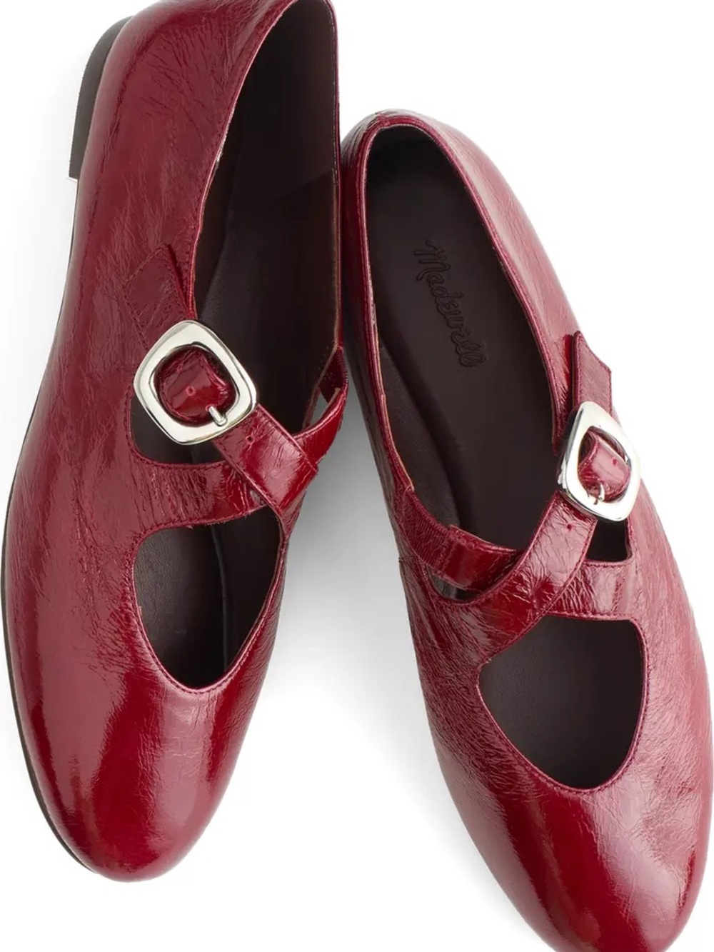 Madewell The Remy Criss Cross Mary Jane Flats in Wine Red- 8.5